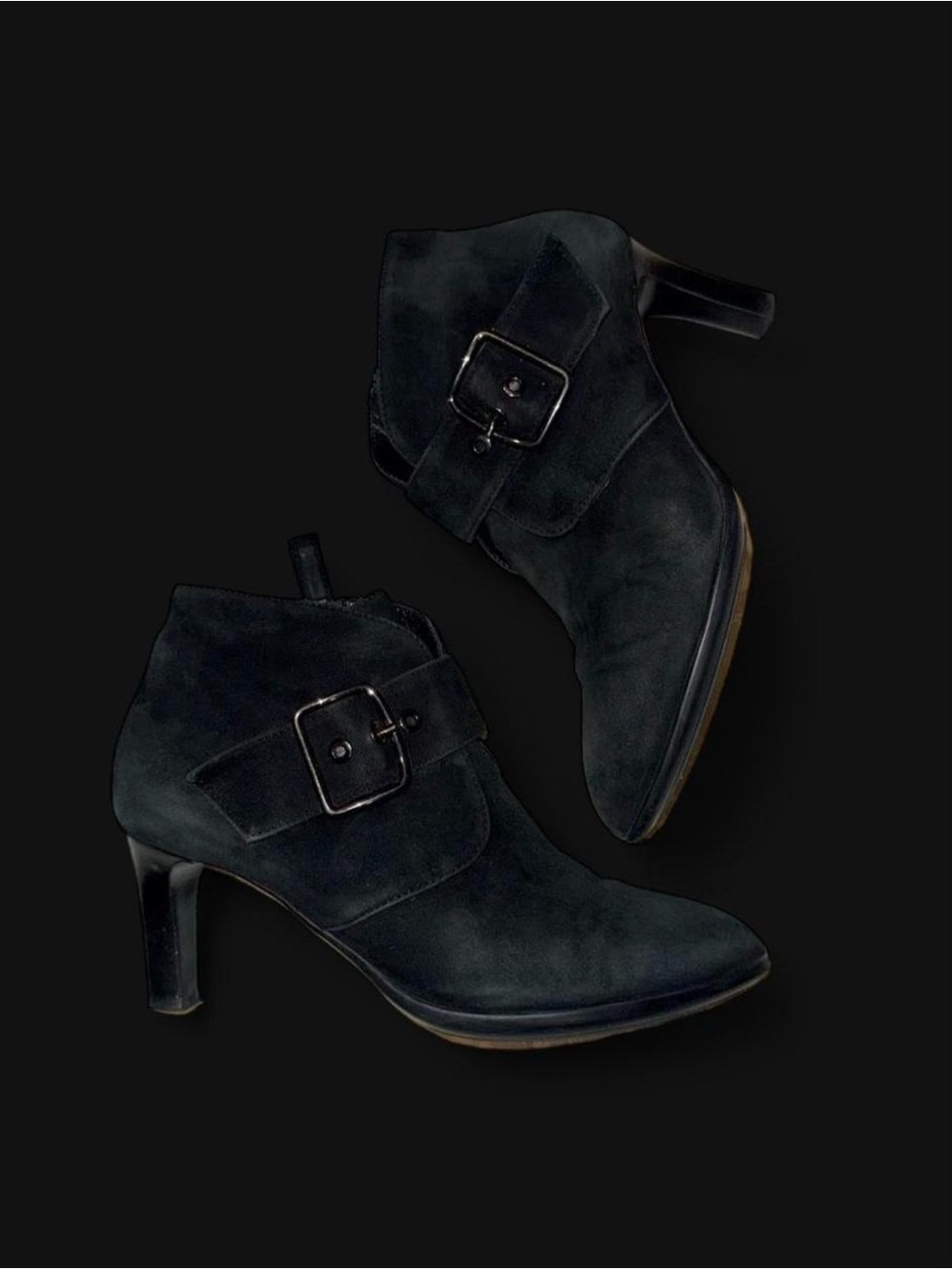 Aquatalia Black Weatherproof Suede Heeled Ankle Boots Size 8